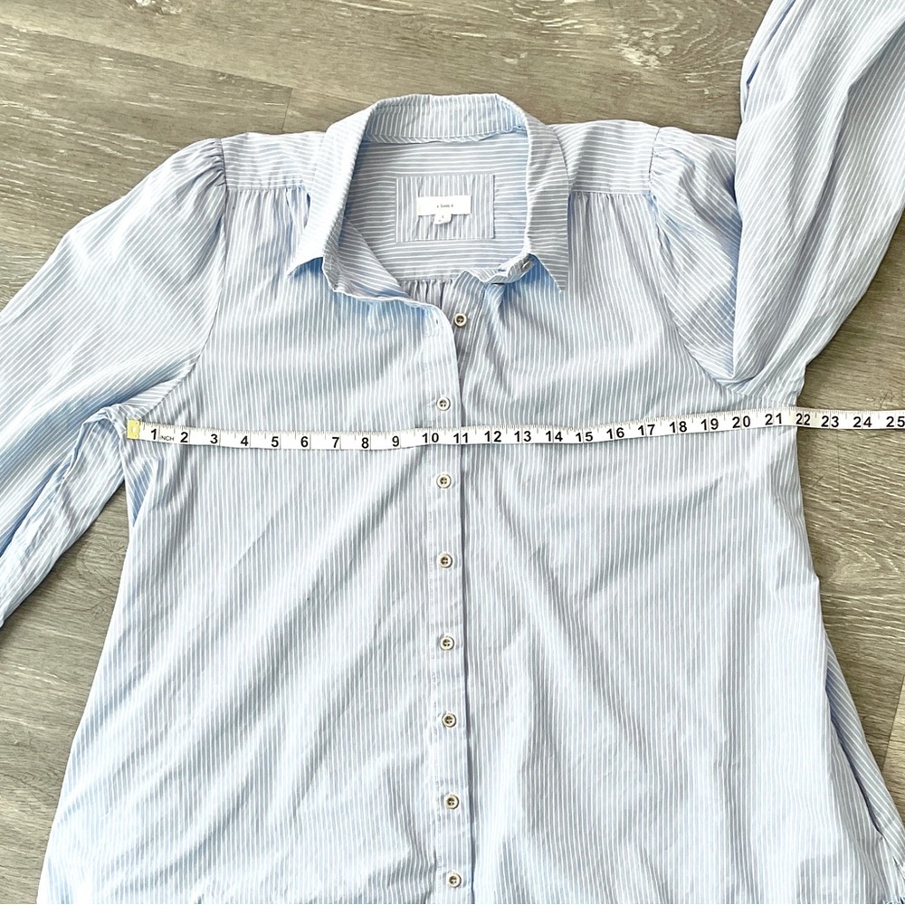 A Loves A 
Blue & White Pinstripe Ruffle Hem Shirt Dress / Tunic
  Large - Picture 3 of 7